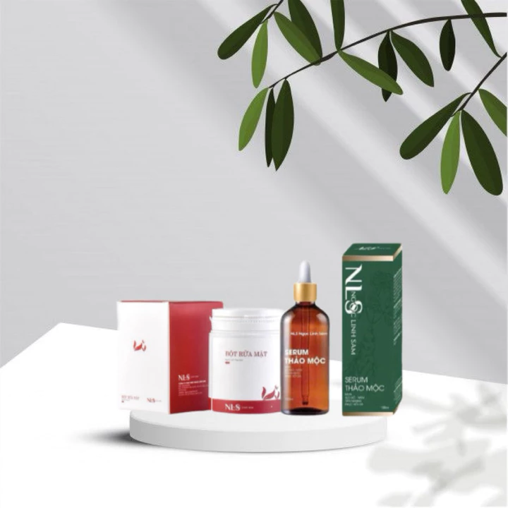 Combo sạch mụn nám Ngọc Linh Sâm - serum thảo dược tái tạo da và bột rửa mặt Ngọc Linh Sâm handmade
