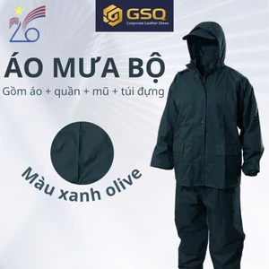 Áo Mưa Bộ Chính Hãng Màu Xanh Olive Chất LiệuCao Cấp – Chống Nước Tốt, Dày Dặn, Bền Bỉ