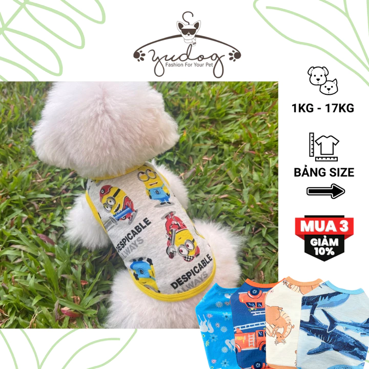 Áo thun sát nách cho chó mèo - đồ cho chó mèo thun cotton yudog
