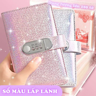 Sổ Tiết Kiệm Đựng Tiền Lấp Lánh – Sổ Đựng Tiền Cá Nhân, Chứa 100 Tờ, Khóa Số An Toàn