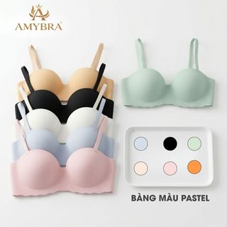 Áo Ngực Nữ Đúc Su Quả Ngang Không Gọng, Áo Lót Nữ Mút Bàn Tay Ôm Ngực Tạo Khe Tự Nhiên AMYBRA A5277