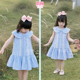 Váy bé gái cổ sen phối nơ J6205  – Đầm thô Hàn cao cấp mềm mịn, thoáng mát, dáng xòe xinh xắn
