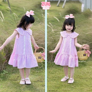 Váy bé gái cổ sen phối nơ J6205  – Đầm thô Hàn cao cấp mềm mịn, thoáng mát, dáng xòe xinh xắn