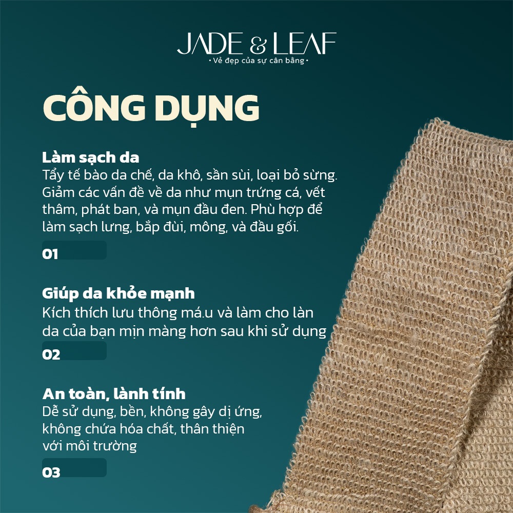Dây Tắm Chà Lưng Châu Phi L2 Jade&Leaf Lưới Tắm Kì Lưng Toàn Thân Hỗ Trợ Tẩy Tế Bào Chết Làm Sạch Da