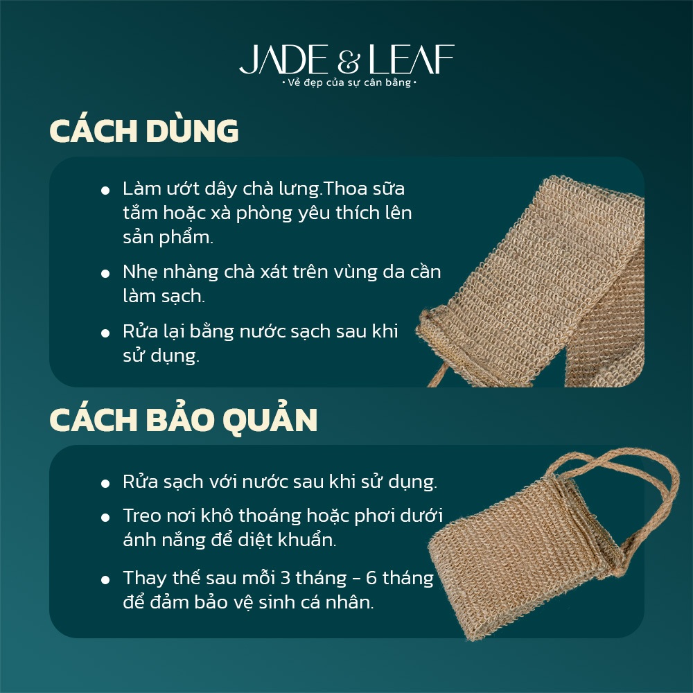 Dây Tắm Chà Lưng Châu Phi L2 Jade&Leaf Lưới Tắm Kì Lưng Toàn Thân Hỗ Trợ Tẩy Tế Bào Chết Làm Sạch Da