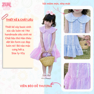 Váy bé gái cổ sen phối nơ J6205  – Đầm thô Hàn cao cấp mềm mịn, thoáng mát, dáng xòe xinh xắn