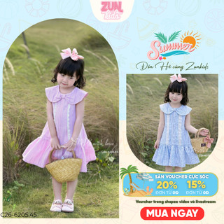 Váy bé gái cổ sen phối nơ J6205  – Đầm thô Hàn cao cấp mềm mịn, thoáng mát, dáng xòe xinh xắn