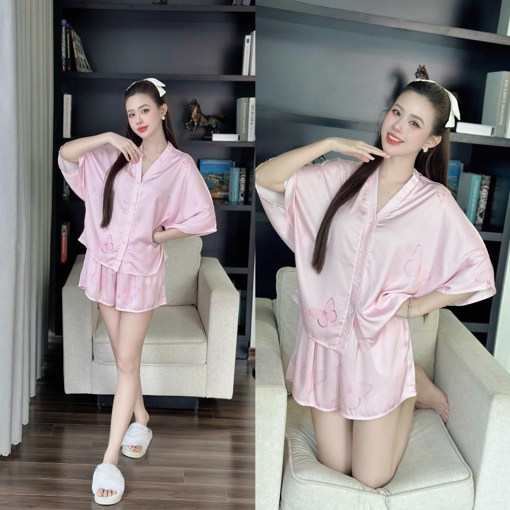 Bộ ngủ nữ pijama mặc nhà set bộ đồ ngủ pyjama Hisexy Lụa Latin