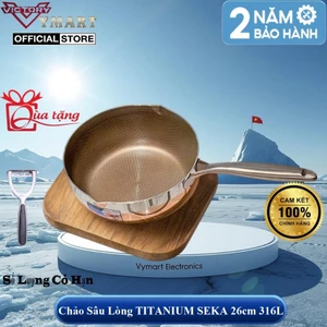 Chảo Chống Dính Sâu Lòng inox Seka SK6030, Chảo TITANIUM 316L - Dùng Mọi Loại Bếp