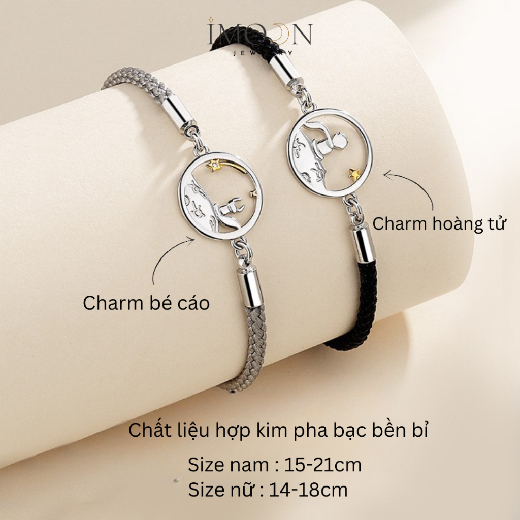 Lắc tay đôi hợp kim cao cấp, vòng tay uyên ương charm hoàng tử và cáo con Imoon Jewelry