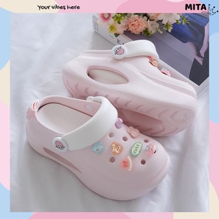 Dép sục nữ đế cao 7cm có tag đế kèm sticker Pizza dễ thương có quai hậu CSM-61 Mita
