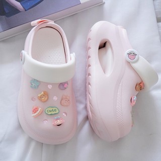 Dép sục nữ đế cao 7cm có tag đế kèm sticker Pizza dễ thương có quai hậu CSM-61 Mita