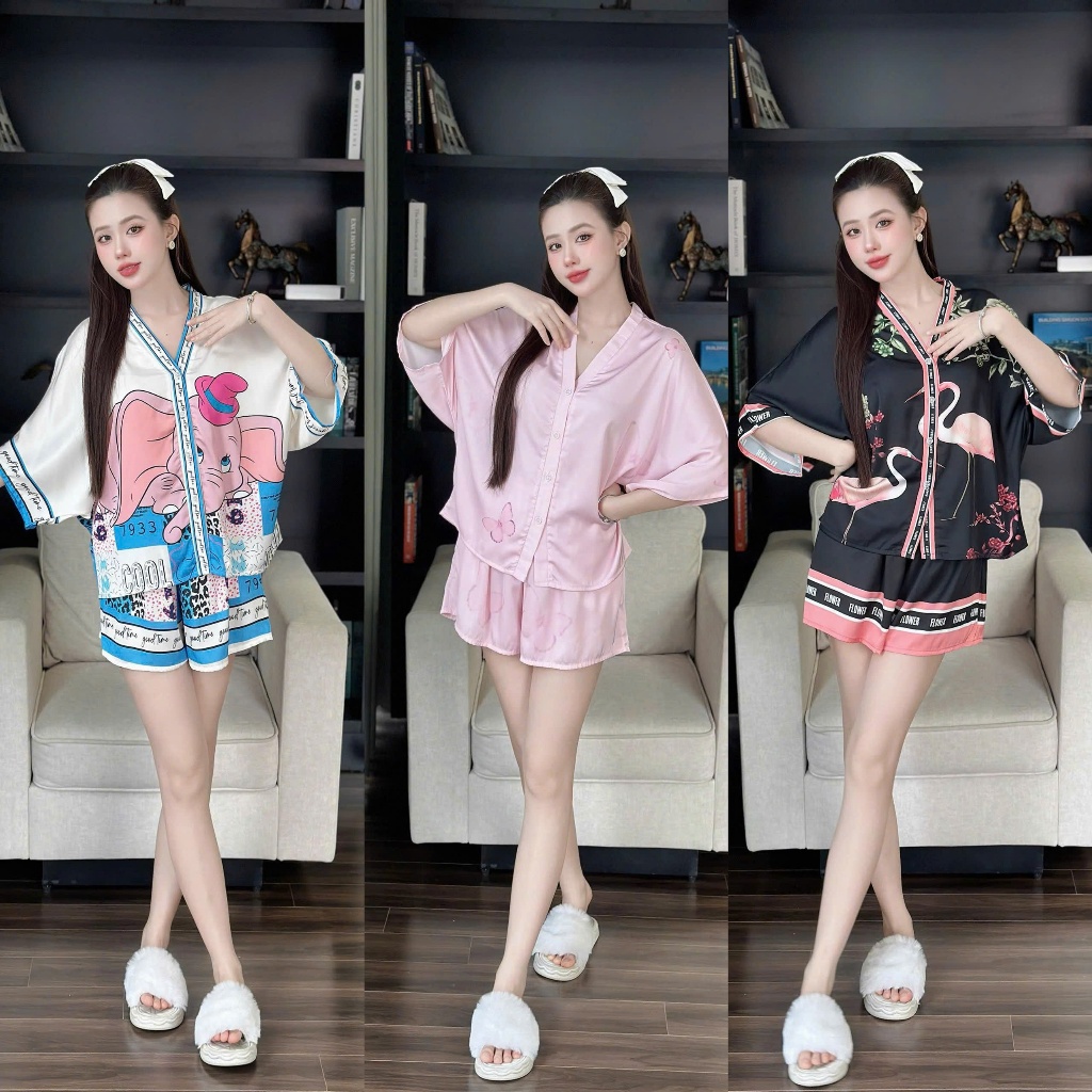 Bộ ngủ nữ pijama mặc nhà set bộ đồ ngủ pyjama Hisexy Lụa Latin