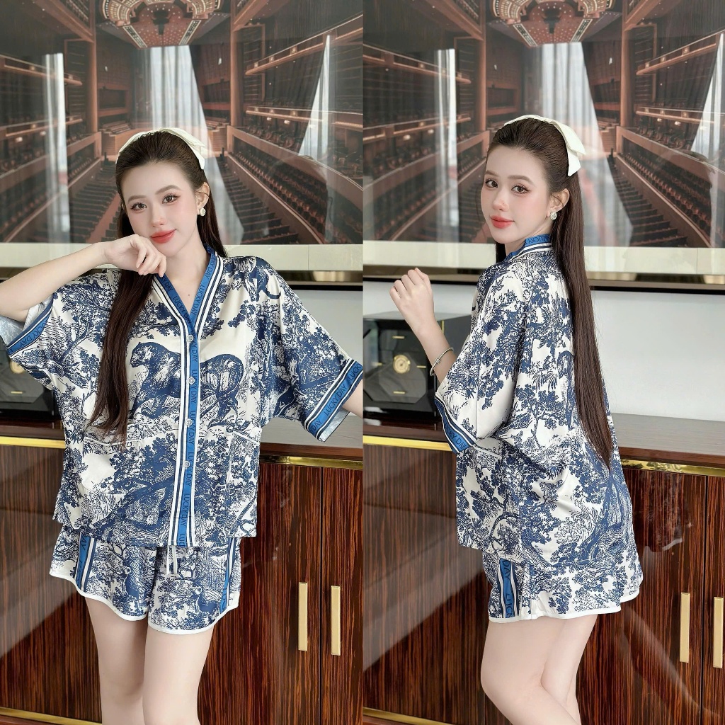 Bộ ngủ nữ pijama mặc nhà set bộ đồ ngủ pyjama Hisexy Lụa Latin