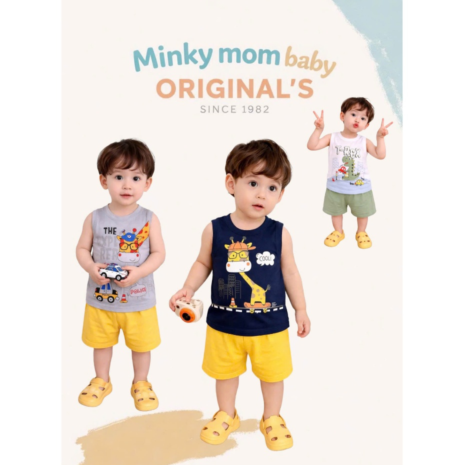 Bộ Ba Lỗ THUN LẠNH MINKY MOM In Hình Họa Tiết Dễ Thương Cho Bé Đi Học Đi Chơi BL-IN78
