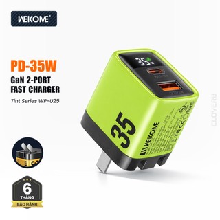 Củ Sạc Nhanh 35W GaN Wekome Tint 2 Cổng USB-C USB-A Chân Dẹp Gập Gọn Cho iPhone iPad Macbook Air