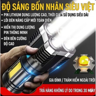 Đèn Pin Siêu Sáng P50 Chip LED 4 Nhân | Pin Dung Lượng Cao | Chống Nước, Zoom Xa