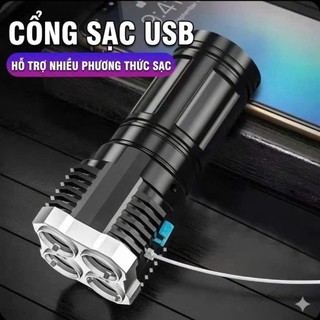 Đèn Pin Siêu Sáng P50 Chip LED 4 Nhân | Pin Dung Lượng Cao | Chống Nước, Zoom Xa