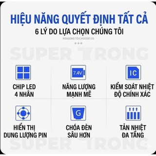 Đèn Pin Siêu Sáng P50 Chip LED 4 Nhân | Pin Dung Lượng Cao | Chống Nước, Zoom Xa