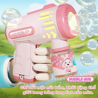 Súng Bắn Bong Bóng Mini Tự Động Có Đèn LED | Bubble Gun Trẻ Em Phun Liên Tục | Đồ Chơi Mùa Hè Cho Bé