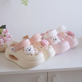 Dép sục nữ đế cao 7cm có tag đế kèm sticker Cún nơ hồng dễ thương có quai hậu CSM-62 Mita