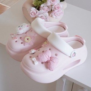 Dép sục nữ đế cao 7cm có tag đế kèm sticker Cún nơ hồng dễ thương có quai hậu CSM-62 Mita