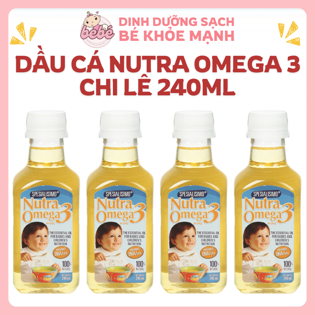 (Date 2027) Dầu cá ăn dặm Nutra Omega 3 nhập khẩu Chile 240ml cho bé từ 7 tháng - Bổ sung DHA & EPA