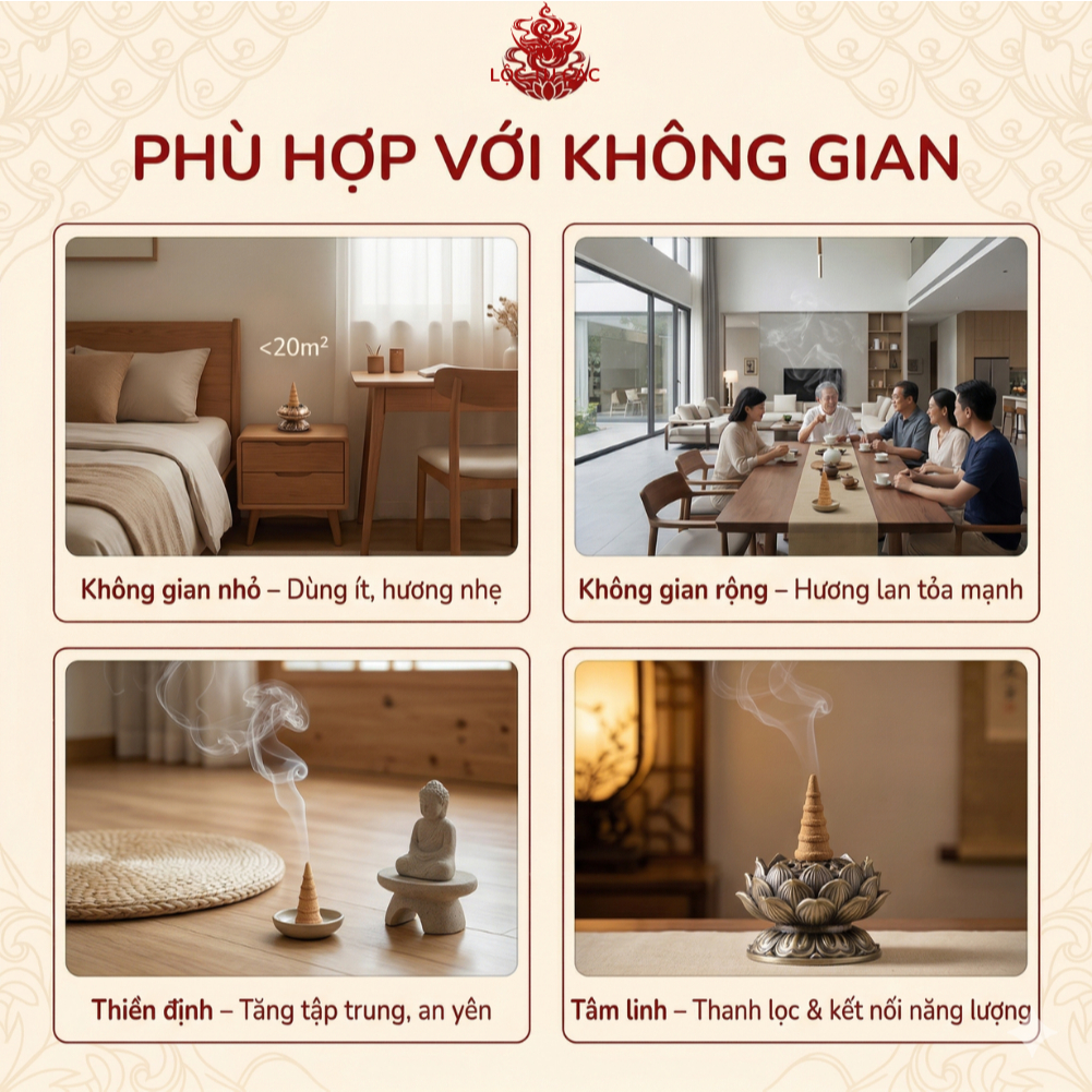 Nhang nụ trầm hương Lộc Tụ Các cao cấp tích trầm 12 năm, khói ngược xông nhà tẩy uế