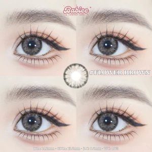 Lens mắt Flower Brown màu nâu họa tiết vân hoa nổi bật - size vừa, thương hiệu Babiee Hàn Quốc
