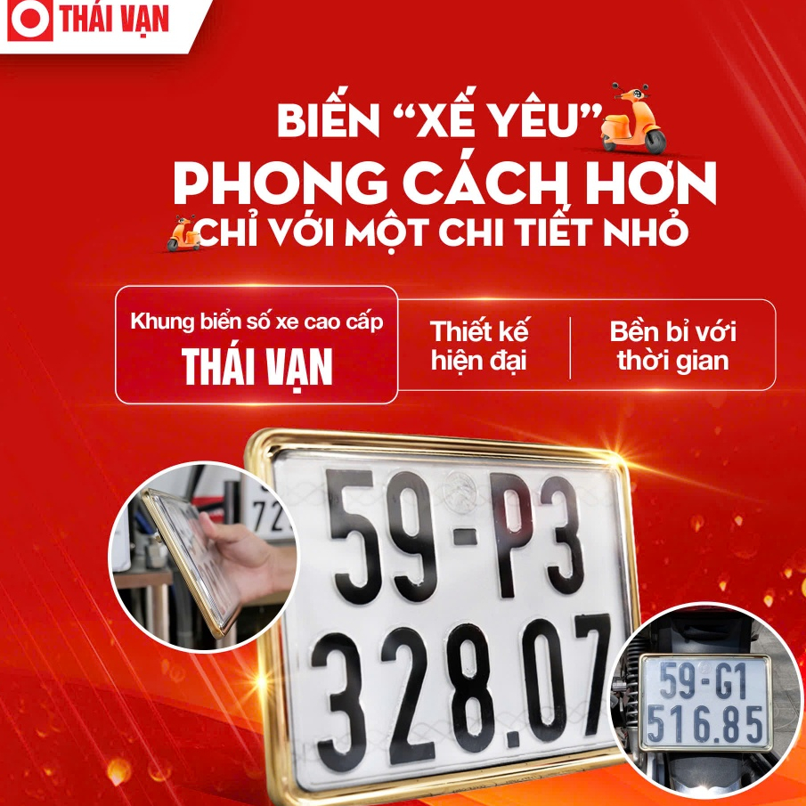Khung Biển Số Xe Máy Ưu Việt - Tự Gắn - Thái Vạn