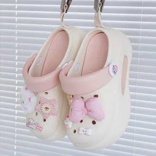 Dép sục nữ đế cao 7cm có tag đế kèm sticker Cún nơ hồng dễ thương có quai hậu CSM-62 Mita