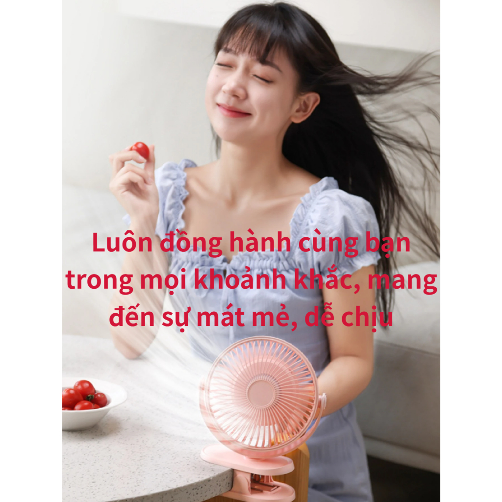 Quạt kẹp 6 inch mới | Pin 15000mAh | Có đèn ngủ | 4 cấp gió | Siêu êm | Kẹp/đặt/treo | Dùng làm sạc dự phòng