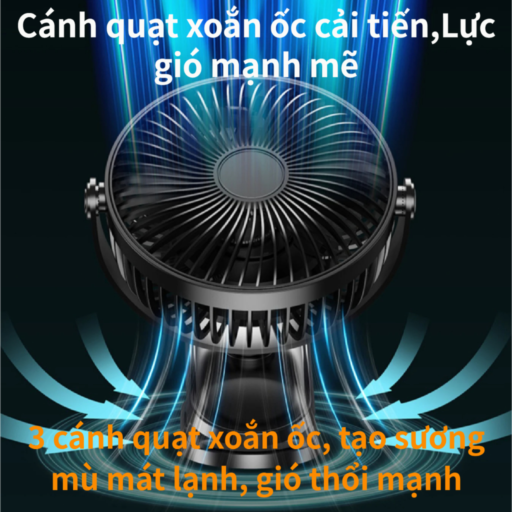 Quạt kẹp 6 inch mới | Pin 15000mAh | Có đèn ngủ | 4 cấp gió | Siêu êm | Kẹp/đặt/treo | Dùng làm sạc dự phòng