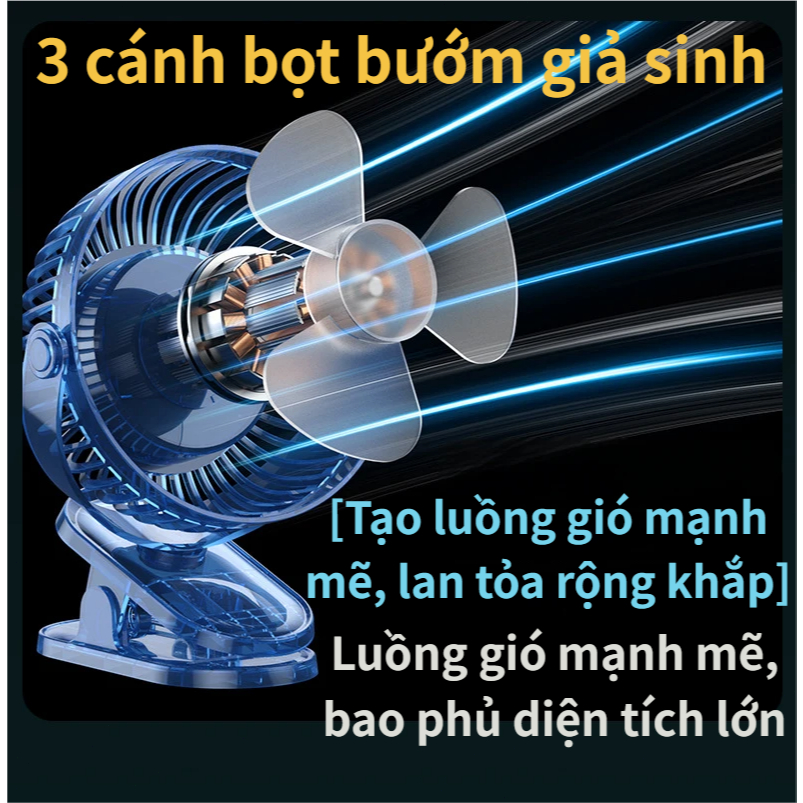 Quạt kẹp 6 inch mới | Pin 15000mAh | Có đèn ngủ | 4 cấp gió | Siêu êm | Kẹp/đặt/treo | Dùng làm sạc dự phòng