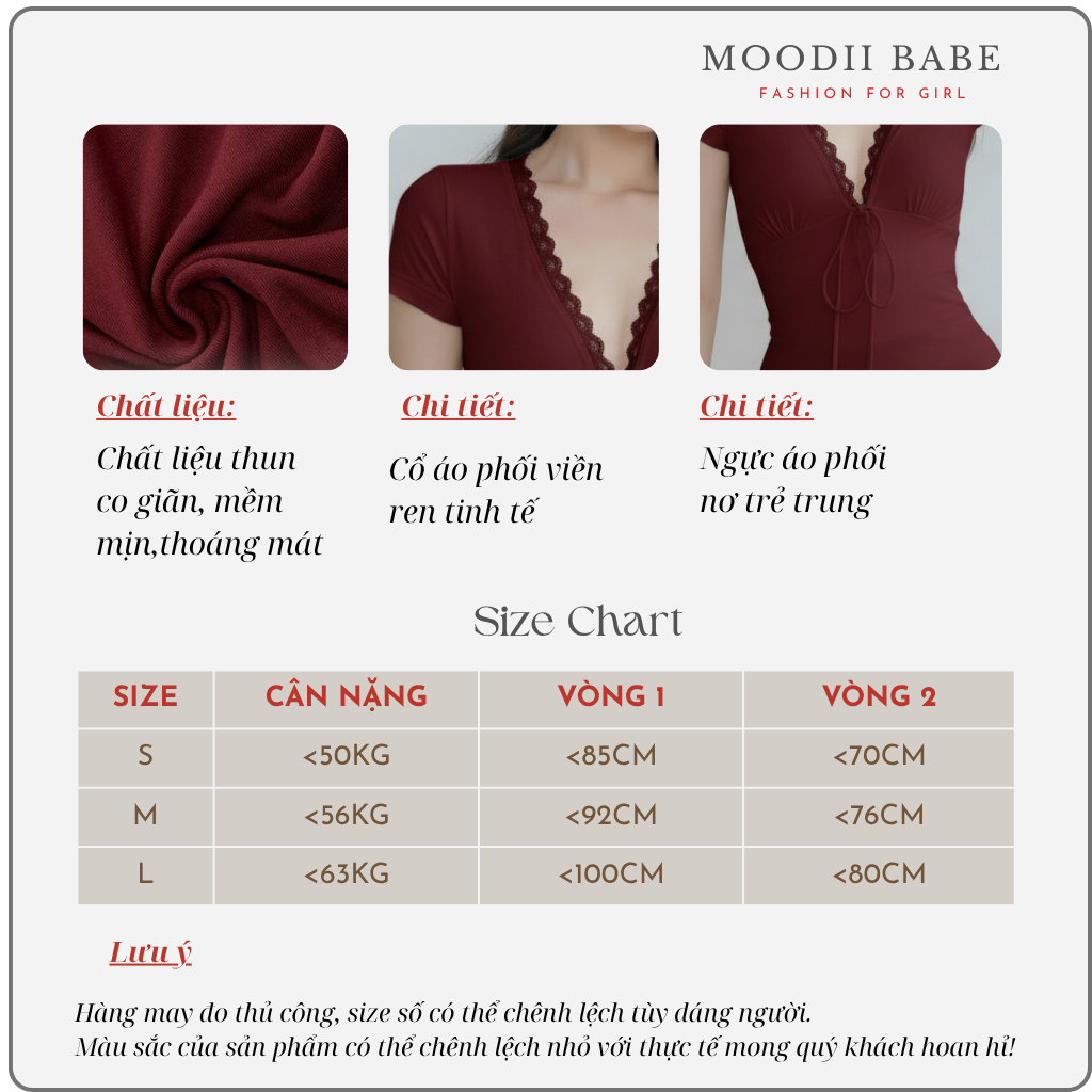 Áo nữ ôm body cổ V phối ren thắt nơ phong cách Y2K chất thun mịn thoáng mát Moodii Babe | BigBuy360 - bigbuy360.vn