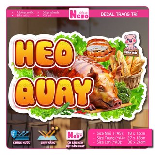 Decal Trang Trí Heo Quay, Vịt Quay, Tranh Dán Quán Ăn, Tiệm Bánh Mì, Dán Tường, Tủ, Kính, Xe Đẩy - Chịu Được Mưa Nắng.