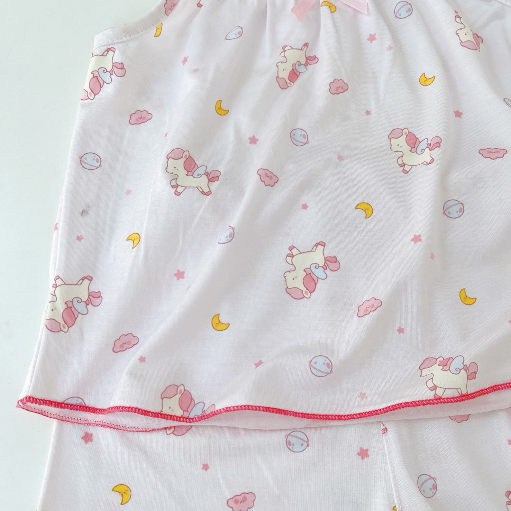 Bộ hai dây bé gái Lá Homewear A394, bộ hè cho bé gái vải tencel lycra mềm mỏng mát