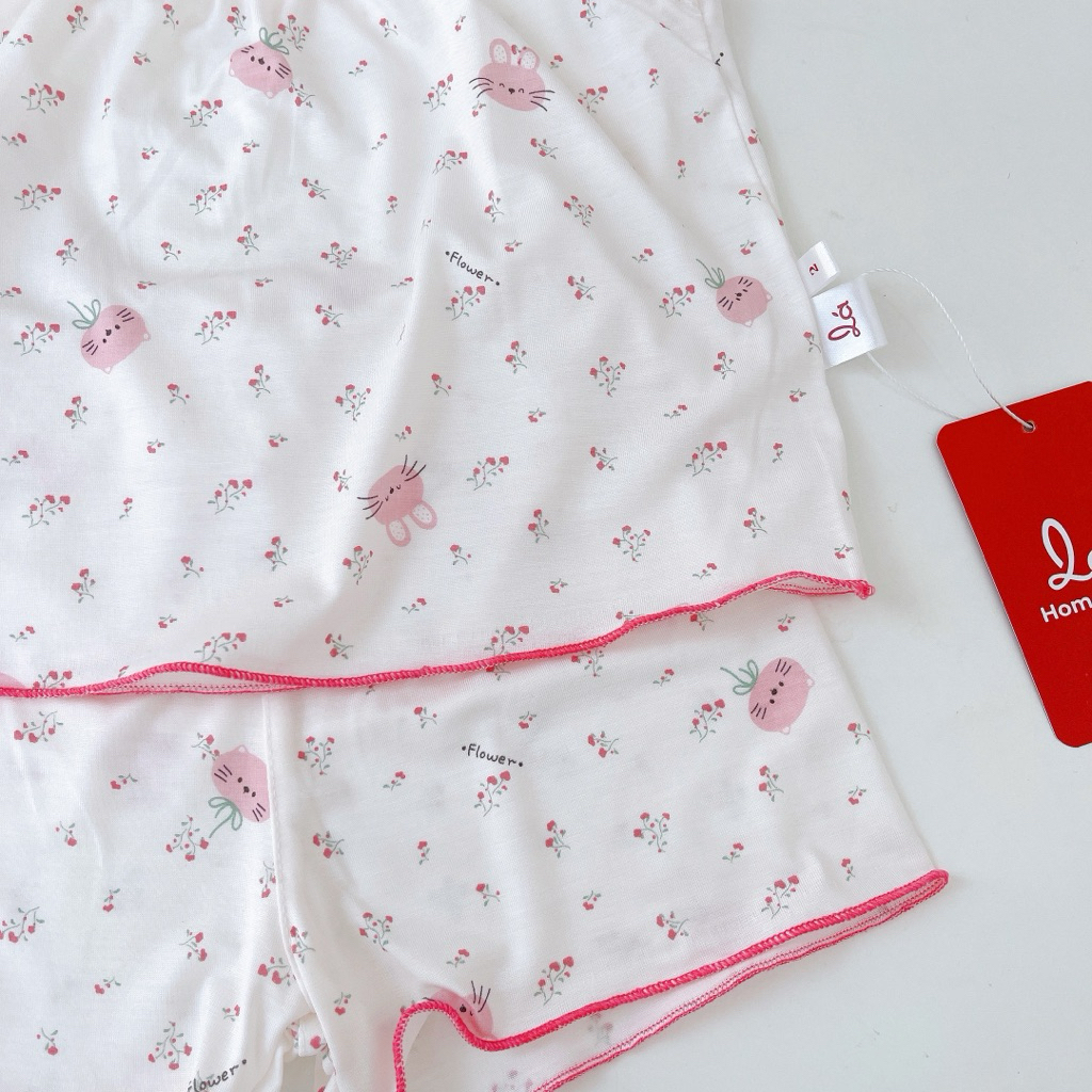 Bộ hai dây bé gái Lá Homewear A394, bộ hè cho bé gái vải tencel lycra mềm mỏng mát