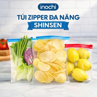 Túi Zipper Đa Năng Inochi - Shinshen: Nhựa PE, Kháng Khuẩn, Đáy Mở Rộng, Khoá Kéo Chắc Chắn, An Toàn