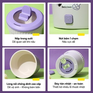 Nồi Lẩu Điện Mini Đa Năng ANREE 1.2L 450W - Nồi , Cháo, Hấp - Lòng Trắng, Chống Dính