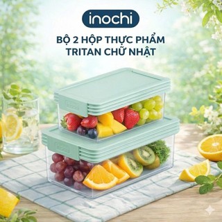 Bộ 2 hộp thực phẩm tritan chữ nhật Inochi- Hokaido 1000-2000ml