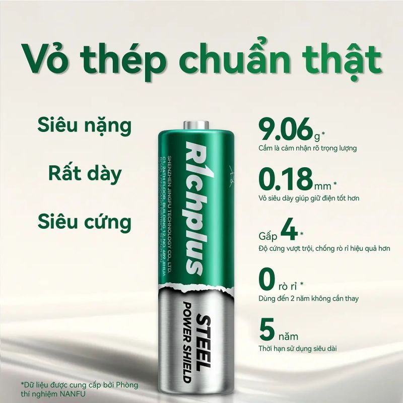 NANFU Richplus Pin AA/AAA 1.5V – Pin Carbon Vo Thep, Khong Thuy Ngan, Chong Ro Ri, HSD 5 Nam