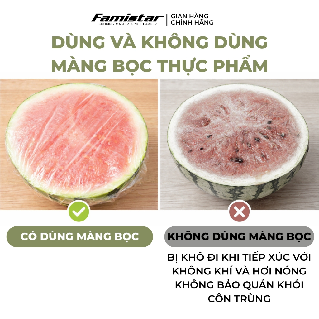 Combo 200 màng bọc thực phẩm co giãn FAMISTAR, màn bọc thực phẩm loại to có chun BTP01