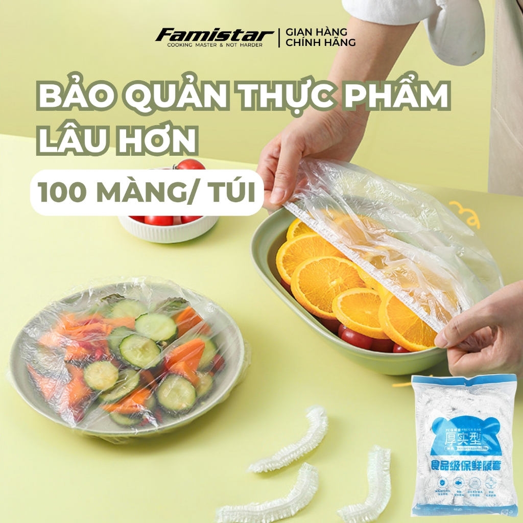 Combo 200 màng bọc thực phẩm co giãn FAMISTAR, màn bọc thực phẩm loại to có chun BTP01