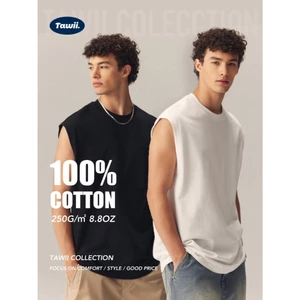 Tawii. Áo tank top nam Oversize 100% Cotton Áo ba lỗ nam tập gym, chạy bộ, đi chơi