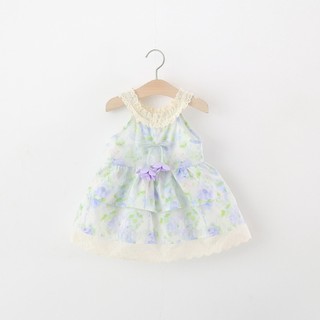 Váy bé gái in hoa 9th-4 tuổi vải thô cotton mềm thoáng mát thích hợp đi chơi du lịch mùa hè D1282