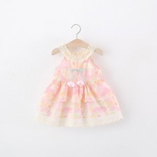 Váy bé gái in hoa 9th-4 tuổi vải thô cotton mềm thoáng mát thích hợp đi chơi du lịch mùa hè D1282