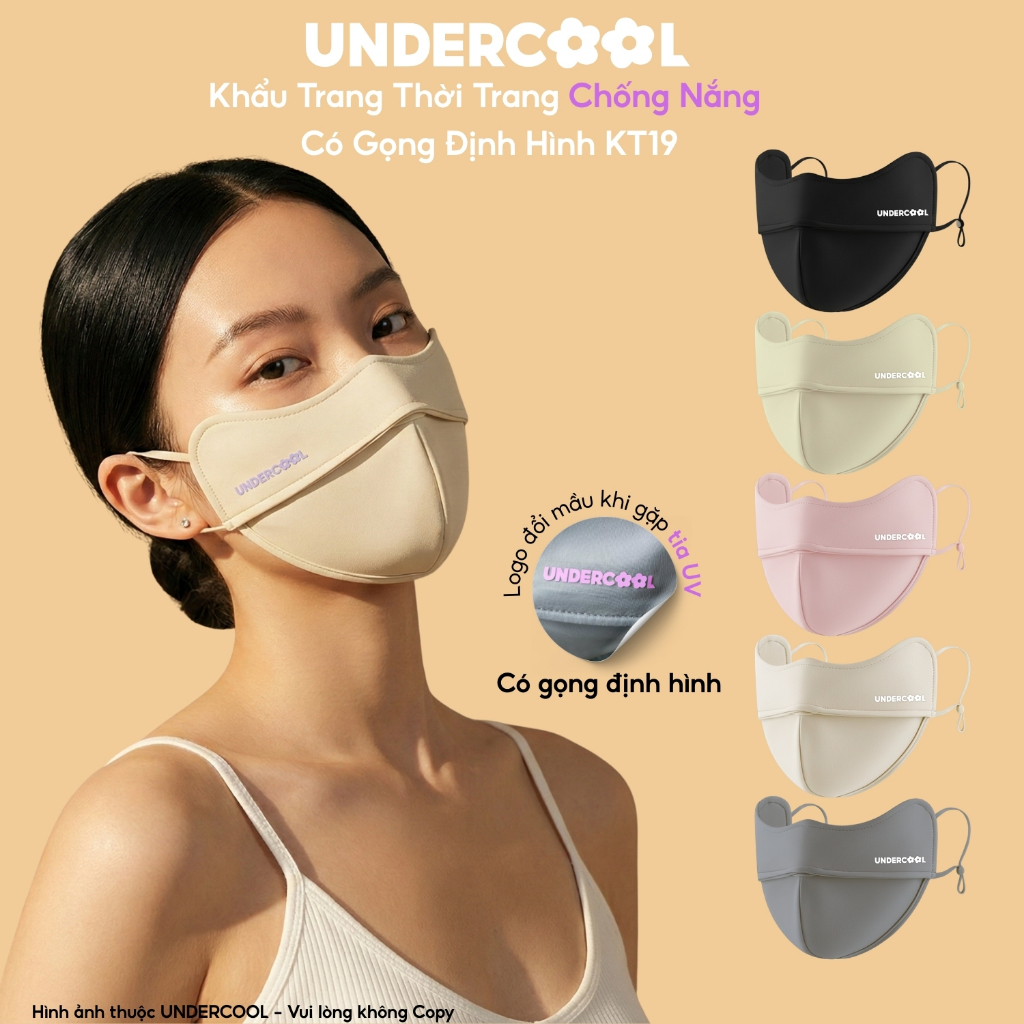 Khẩu Trang Chống Nắng Có Gọng Chống Lem Son Makup UNDERCOOL Vải mát Chống Tia UV, Logo Đổi Màu Cao Cấp, Live KT19