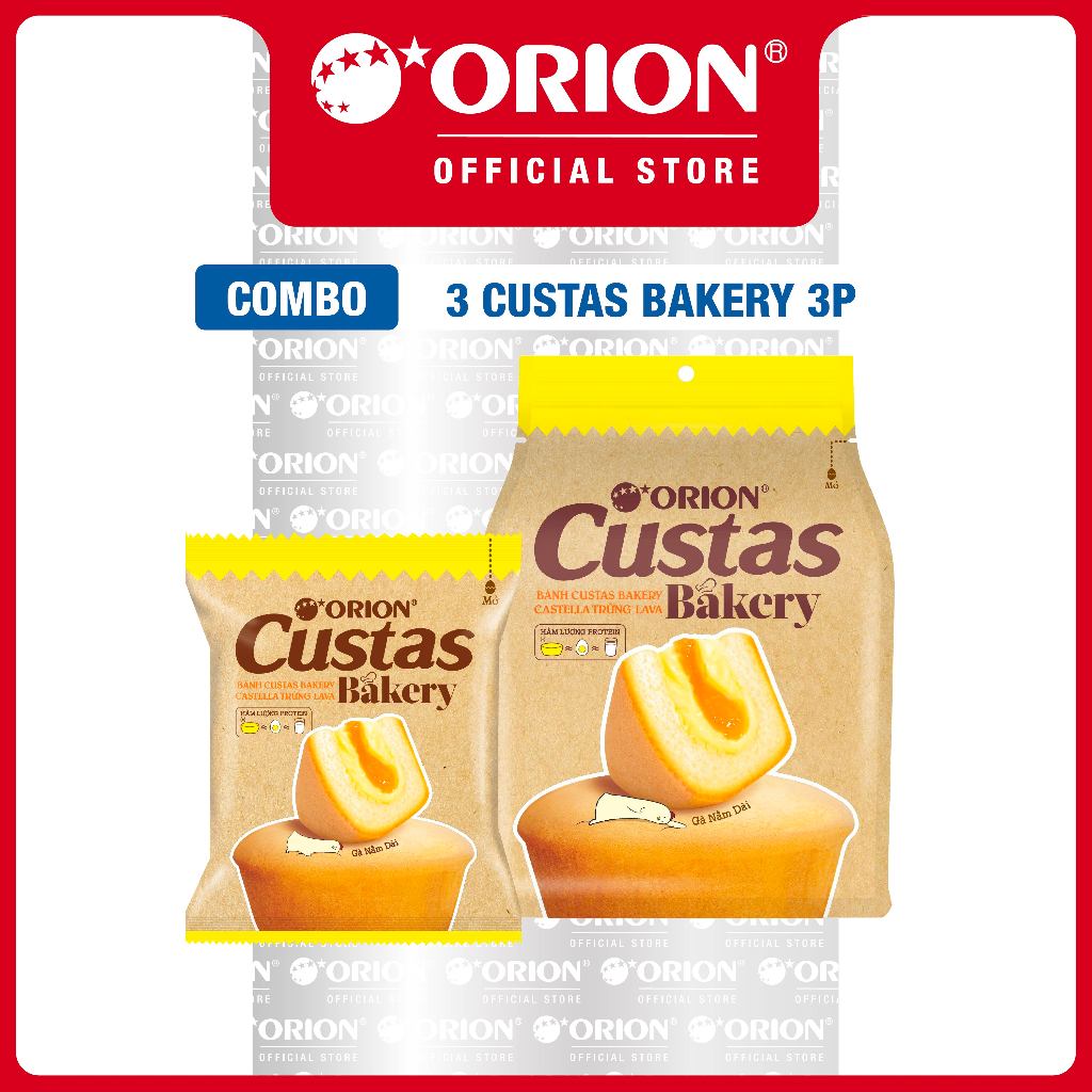 Combo 3 Túi Bánh Custas Bakery Castella Trứng Lava (3 Gói/Túi)