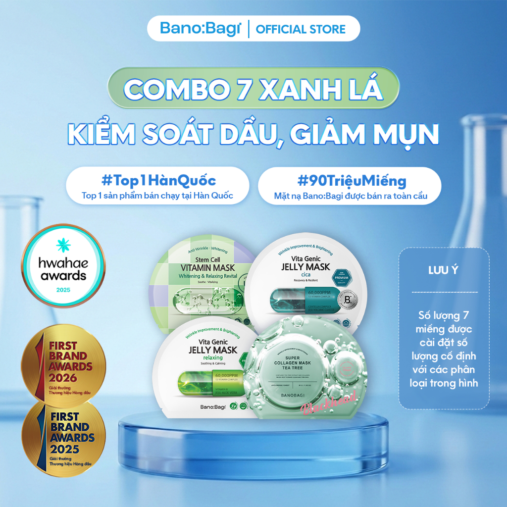 Combo 7 Miếng Mặt Nạ Hàng Ngày Dành Cho Mọi Loại Da
